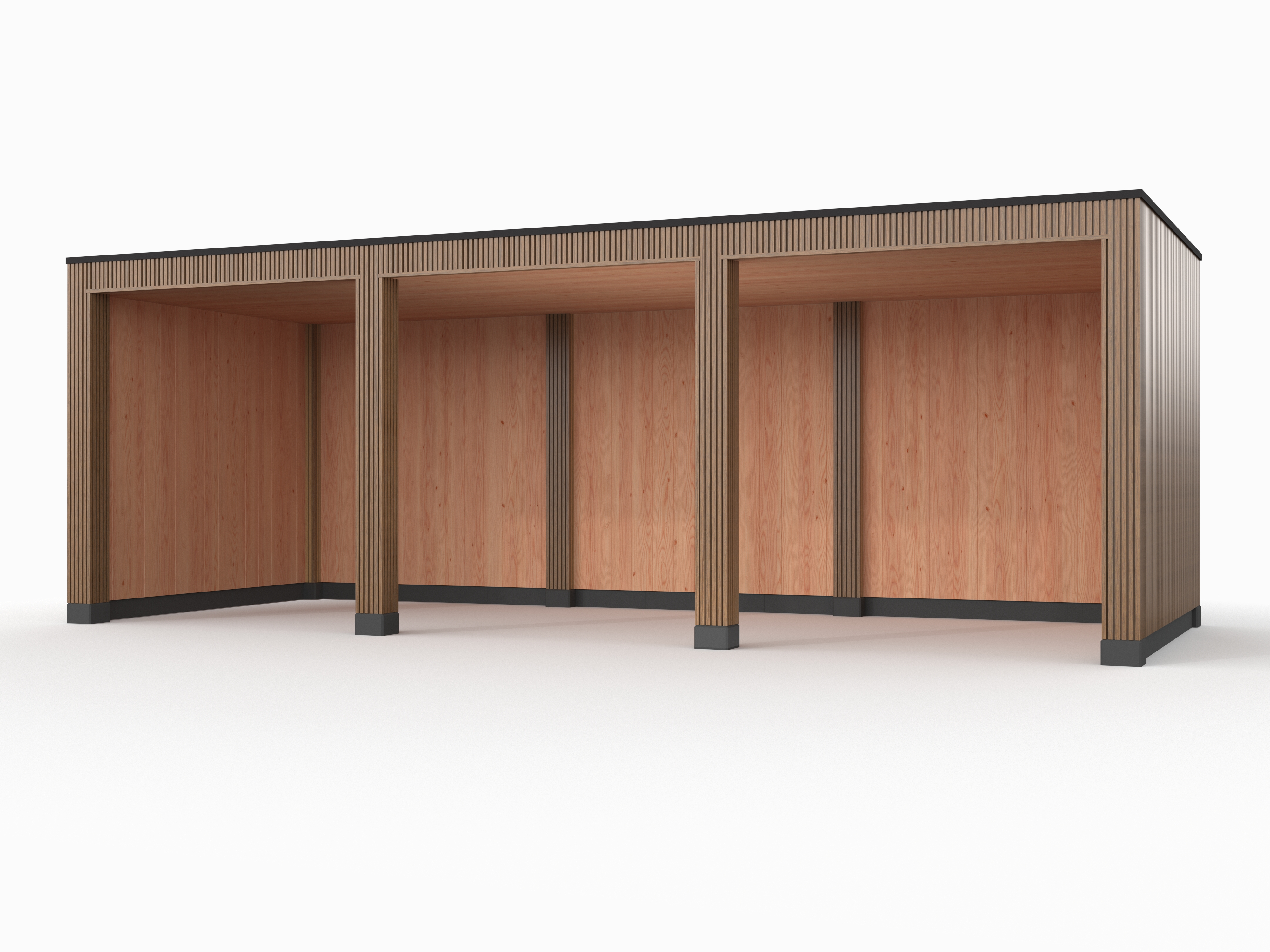 Douglas overkapping, 750 x 300, met achterwand en twee zijwanden, Westwood Rhombus Teak - Afbeelding 1